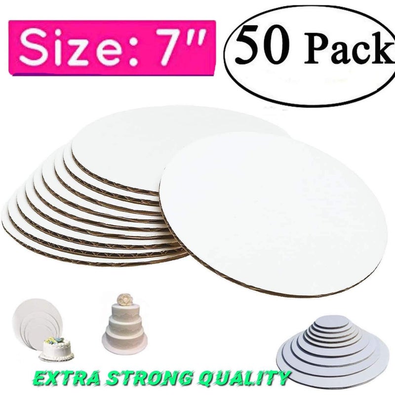 pizety Pack of 50 cake circles round cake boards 7 inch cake cardboard rounds for Cakes & Pizza, Heavy Duty & Greaseproof Circle Cake Board round cake circles round thick cardboard heavy duty - Image 2